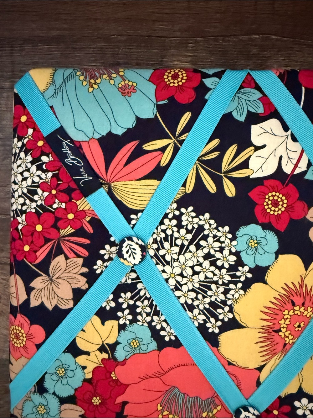 Vera Bradley Floral Ribbon Memo Board - Teal, Coral & Yellow - Picture 2 of 3